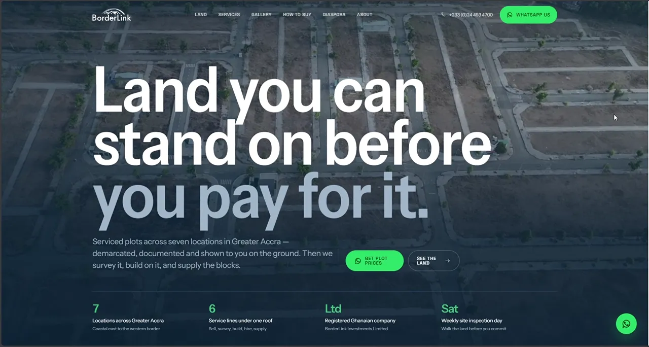 BorderLink Investments website homepage