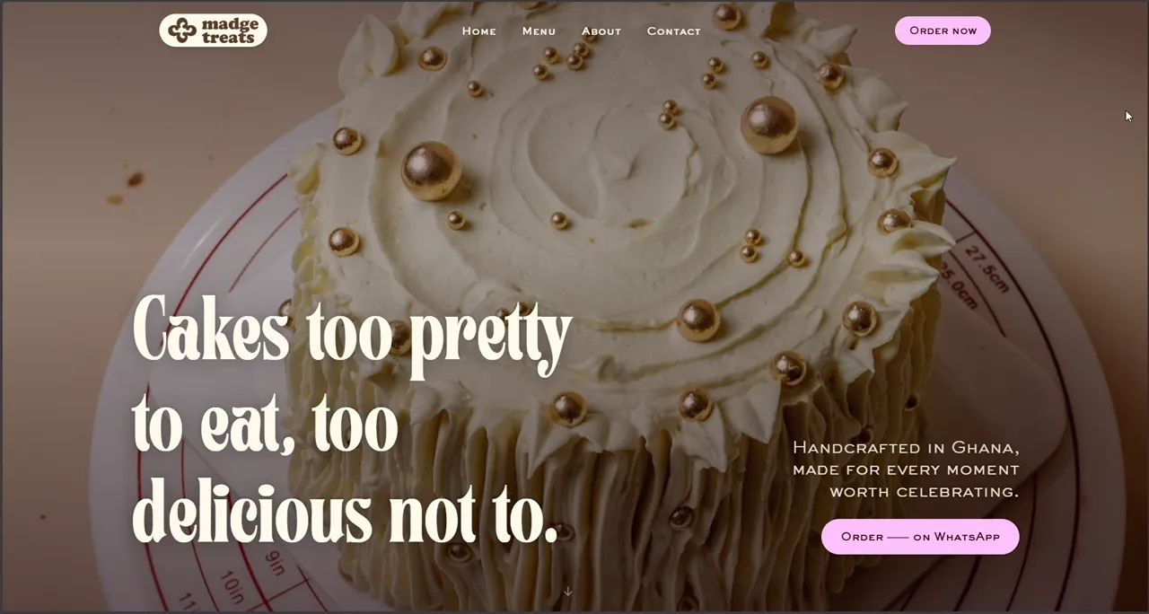 Madge Treats online store homepage